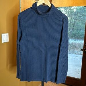 JL Studio Jessica London Navy Blue Ribbed 100% Cotton Turtleneck Sweater Size 1X